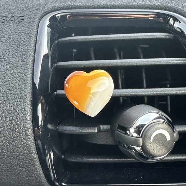 Agaat (geel gebeits)  hartje voor in de auto (klein) - Afbeelding 2