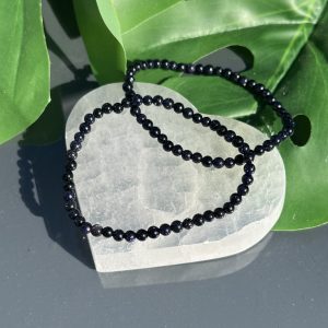 Goudsteen blauw kogelarmband - 4mm (glitters)
