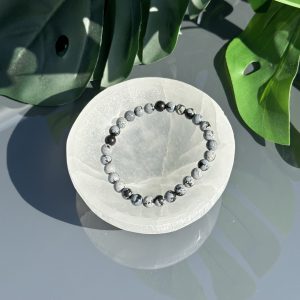 Obsidiaan sneeuwvlok kogelarmband - 6mm