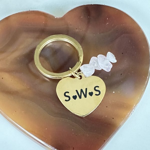 Sleutelhanger Hart/Rozenkwarts met initialen (Cadeautip!) - Afbeelding 2