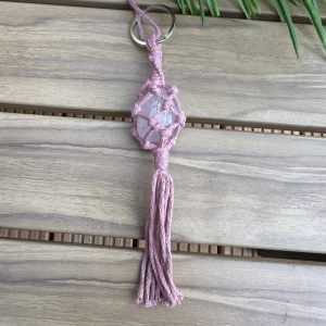 Rozenkwarts brok sleutelhanger -Roze