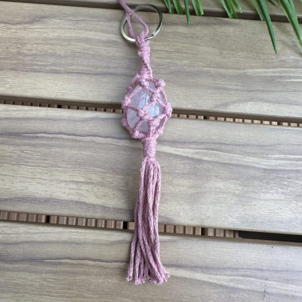 Rozenkwarts brok sleutelhanger -Roze