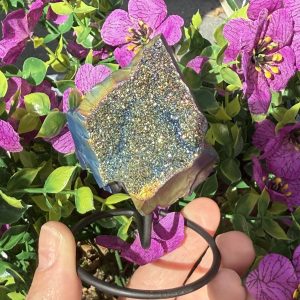 Titanium aura ( Amethist gecoat) mini op standaard