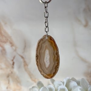 Agaat schijfje sleutelhanger #44