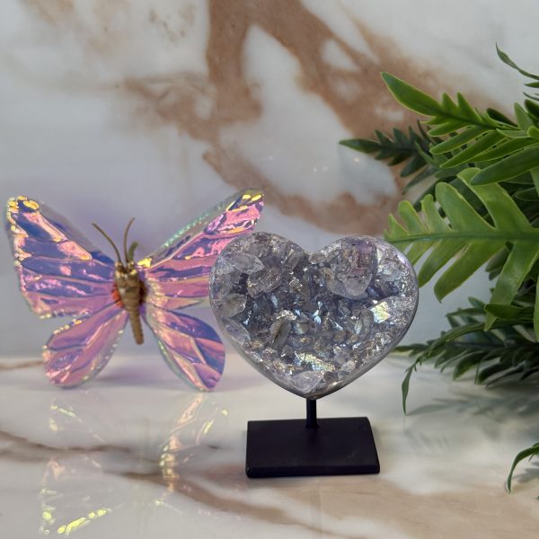 Angel aura "Amethist gecoat" hart op standaard #393