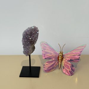 Angel aura ( Amethist gecoat) mini op standaard #132