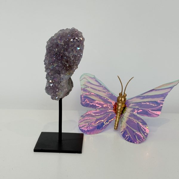 Angel aura ( Amethist gecoat) mini op standaard #132 - Afbeelding 2