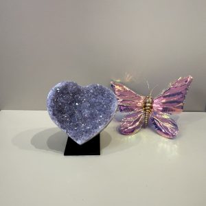 Angel aura "Amethist gecoat" hart op standaard #3