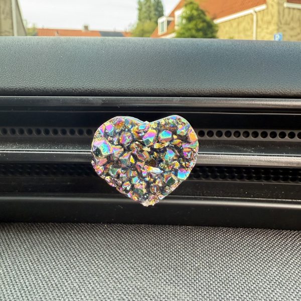 Titanium aura "Amethist gecoat" hart voor in de auto