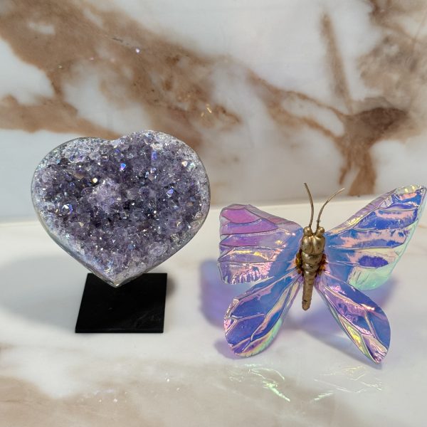 Angel aura "Amethist gecoat" hart op standaard #419