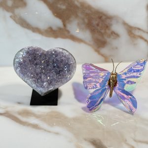 Angel aura "Amethist gecoat" hart op standaard #395
