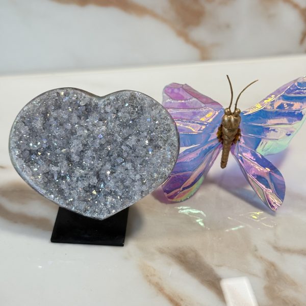 Angel aura "Amethist gecoat" hart op standaard #378