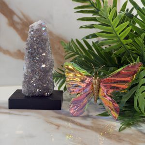 Angel aura "Amethist gecoat" op houten standaard #348